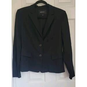 Lafayette 148 Black Virgin Wool Blazer Size 6 Button Closure Crop Career